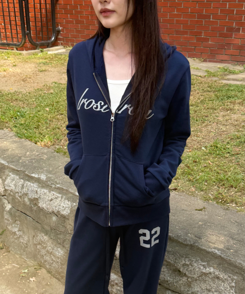 IR Lettering Slim Hoodie Zip-up (Plum)
