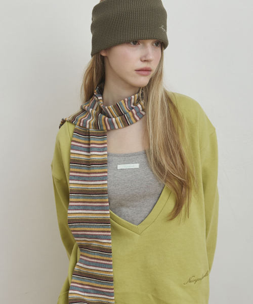 Multicolor Stripe Long Mufflers Scarf_Olive