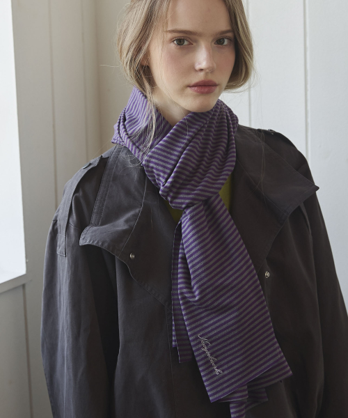 Micro Stripe Long Mufflers Scarf_Purple