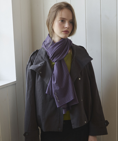 Micro Stripe Long Mufflers Scarf_Purple
