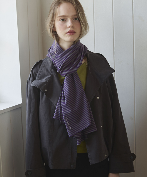 Micro Stripe Long Mufflers Scarf_Purple