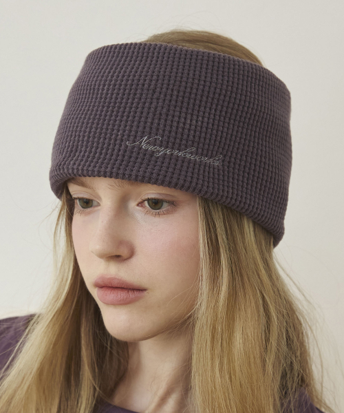 Waffle Knit Wide Hair Band Bandana_Purple