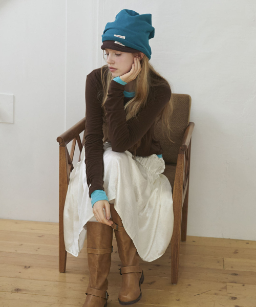 Sheer Layered Long Sleeve T Shirt_Dark Brown