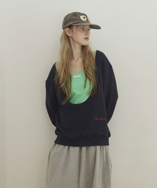 Wide U-Neck Sweat-Shirt_Navy