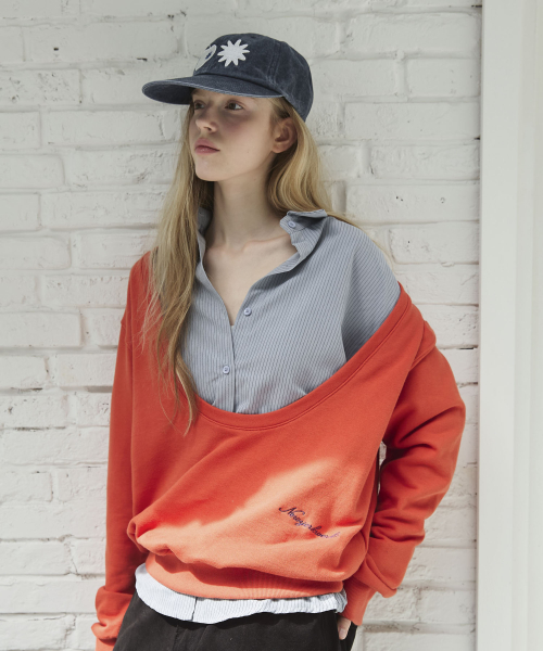 Wide U-Neck Sweat-Shirt_Orange