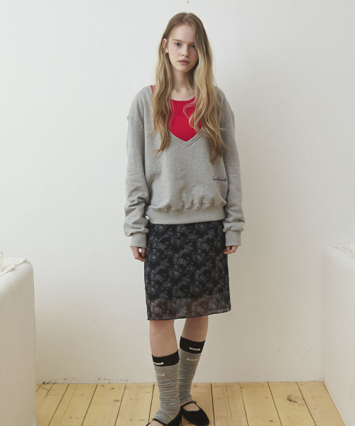 Deep Vneck Sweat-Shirt_Gray