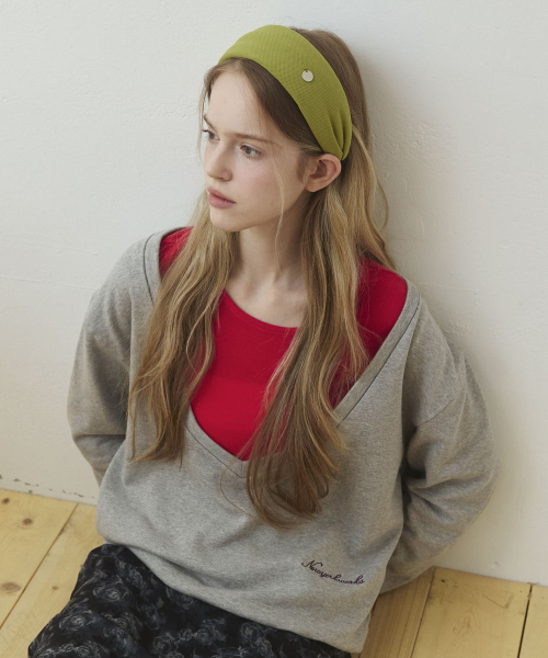 Deep Vneck Sweat-Shirt_Gray