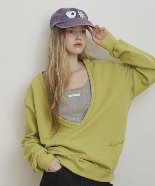 Deep Vneck Sweat-Shirt_Lime