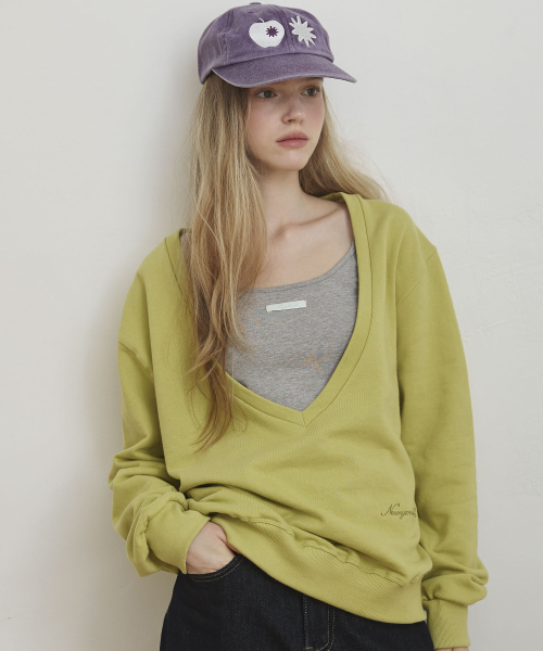 Deep Vneck Sweat-Shirt_Lime