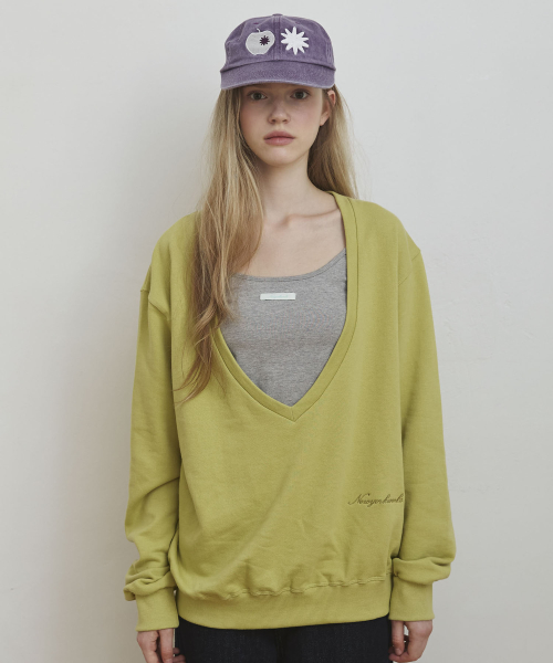 Deep Vneck Sweat-Shirt_Lime
