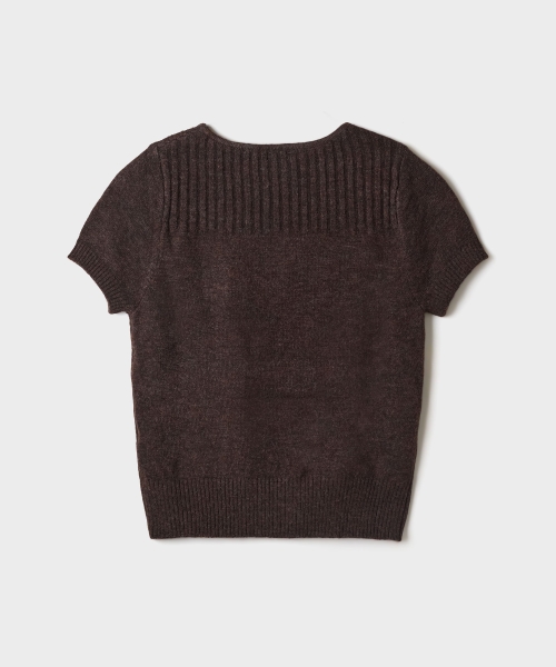 [Soft Yarn] Fuzzy Short-Sleeve Sweater_SPKWG4TG03