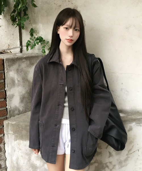Peach Cotton Work Jacket_Dark Gray