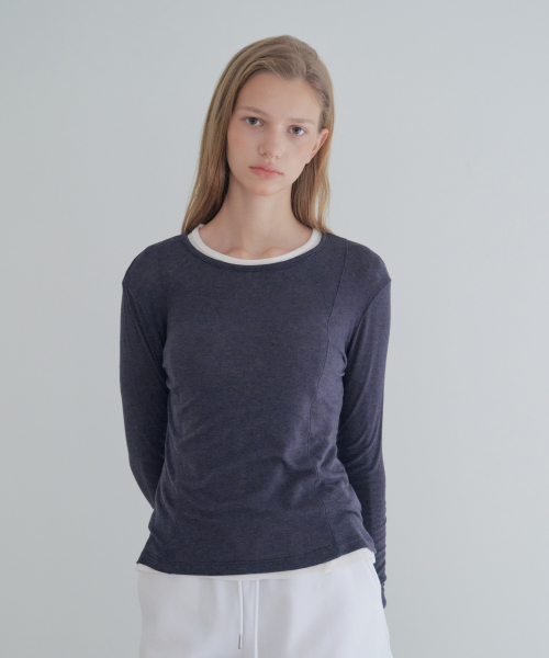 See-Through Tencel Wool Long Sleeve_Navy