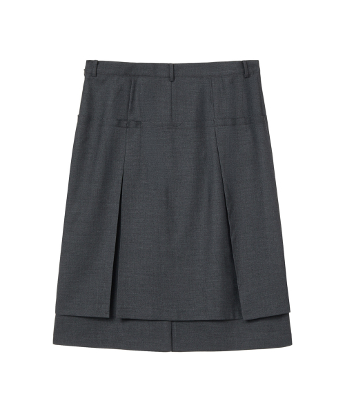 RAW EDGE LAYERED MIDI SKIRT IN CHARCOAL