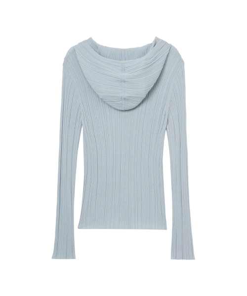 KNIT BUTTON HOODIE CARDIGAN IN LIGHT BLUE