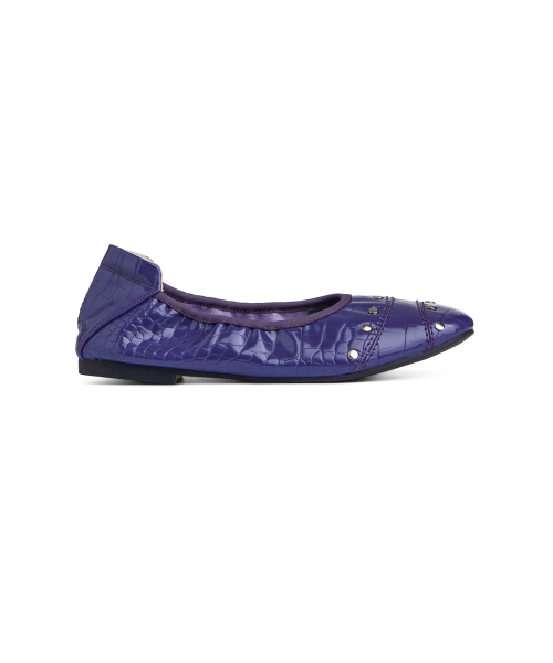 CROCODILE STUD FLAT SHOES IN PURPLE