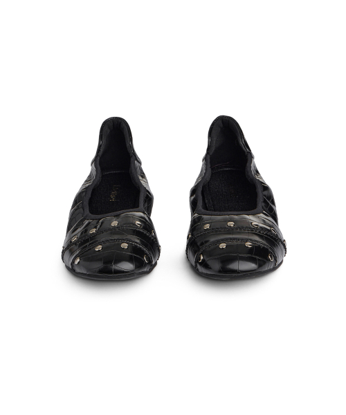 CROCODILE STUD FLAT SHOES IN BLACK