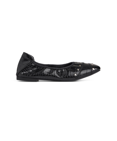 CROCODILE STUD FLAT SHOES IN BLACK