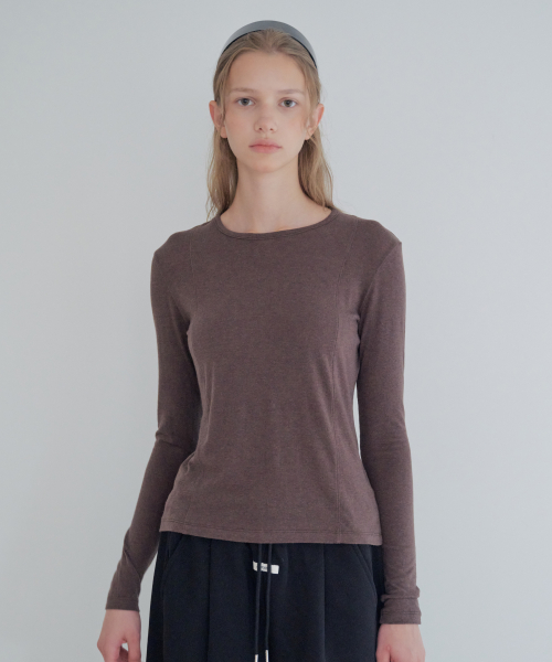 See-Through Tencel Wool Long Sleeve_Brown