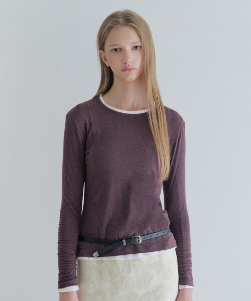 See-Through Tencel Wool Long Sleeve_Wine