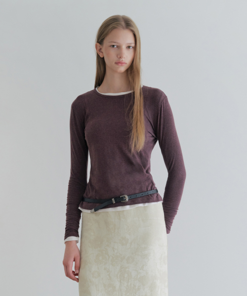 See-Through Tencel Wool Long Sleeve_Wine
