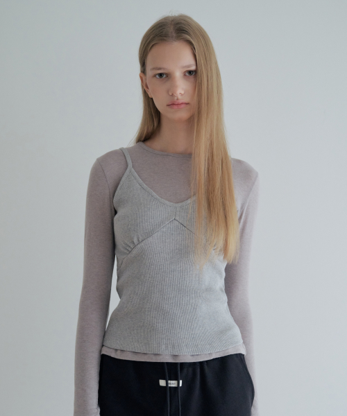 See-Through Tencel Wool Long Sleeve_Warm Gray