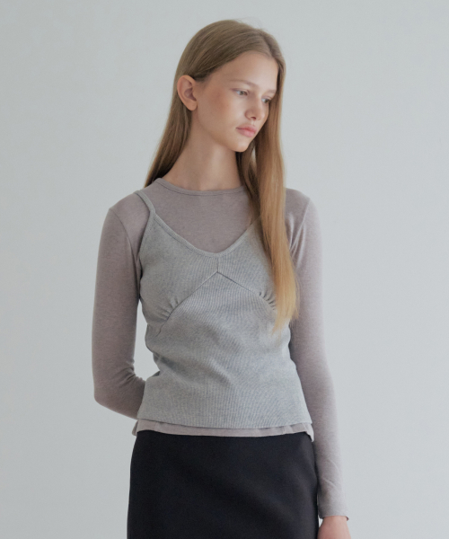 See-Through Tencel Wool Long Sleeve_Warm Gray
