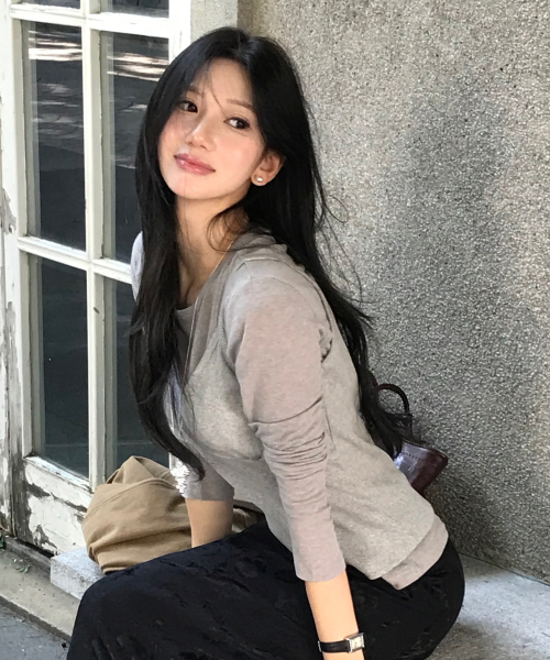 See-Through Tencel Wool Long Sleeve_Warm Gray