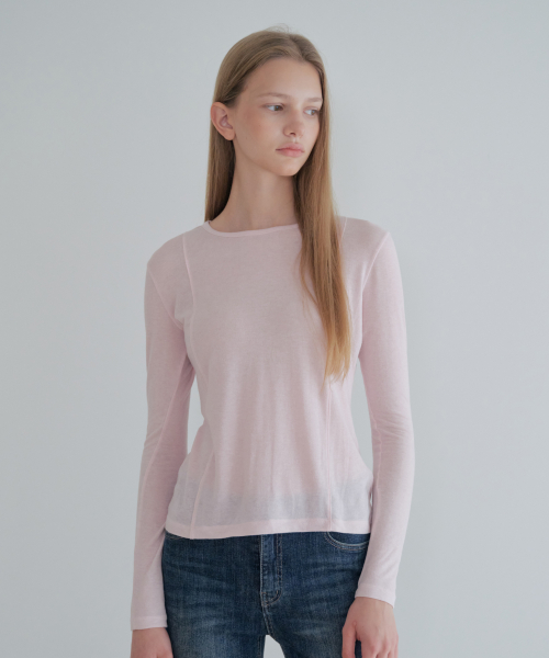See-Through Tencel Wool Long Sleeve_Pink