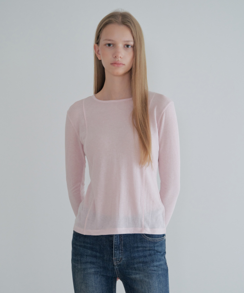 See-Through Tencel Wool Long Sleeve_Pink