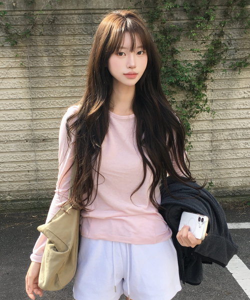 See-Through Tencel Wool Long Sleeve_Pink