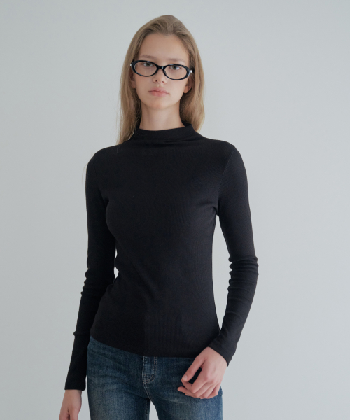 Soft Slim Ribbed Turtle-neck_Black