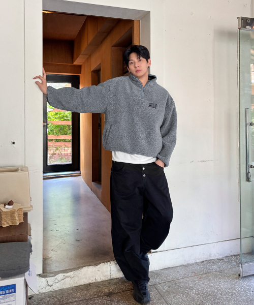 TEDDY FLEECE ANORAK JUMPER [GRAY]