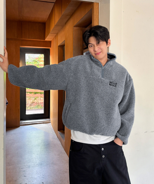 TEDDY FLEECE ANORAK JUMPER [GRAY]