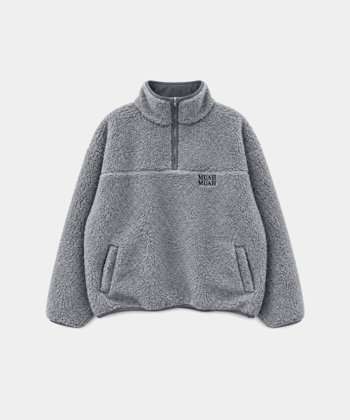 TEDDY FLEECE ANORAK JUMPER [GRAY]