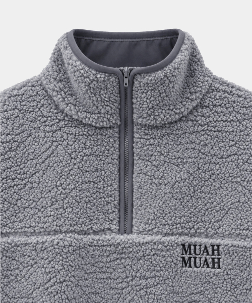 TEDDY FLEECE ANORAK JUMPER [GRAY]