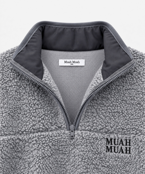 TEDDY FLEECE ANORAK JUMPER [GRAY]