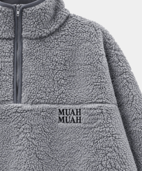 TEDDY FLEECE ANORAK JUMPER [GRAY]