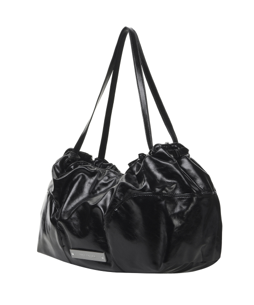 CRYSTAL SHIRRING TOTE BAG_BLACK