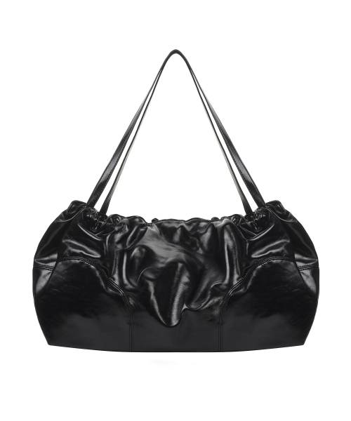 CRYSTAL SHIRRING TOTE BAG_BLACK