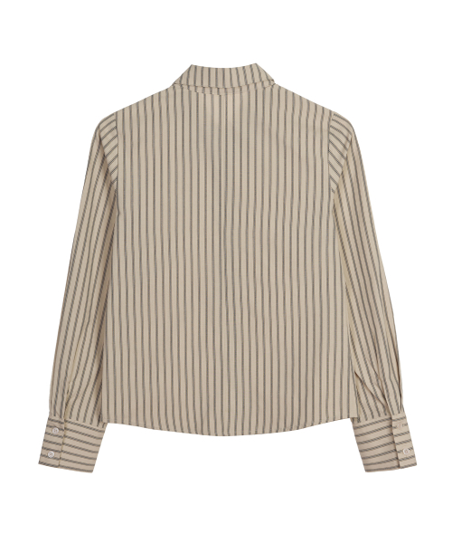 CONTRAST STRIPE SHIRT_BEIGE