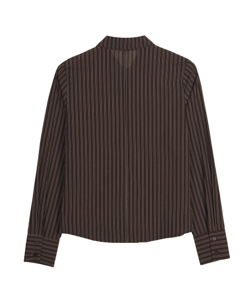 CONTRAST STRIPE SHIRT_BROWN