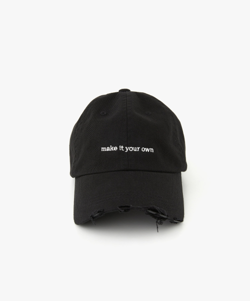 Destroyed Slogan Ball Cap_Black