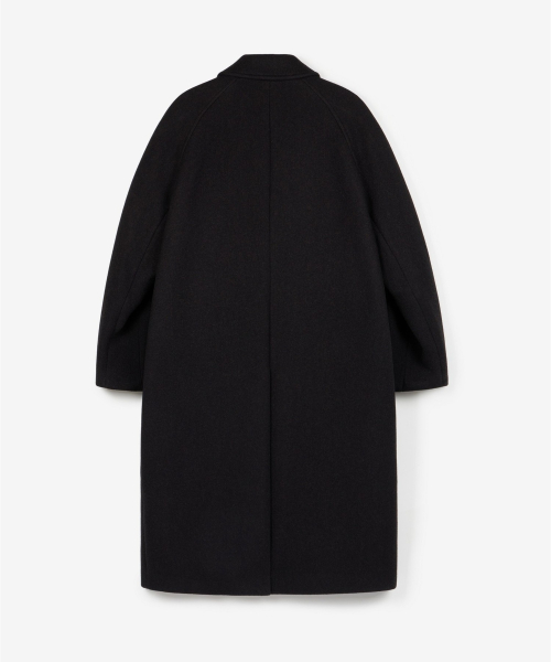Virgin Wool Herringbone Balmacaan Coat (Dark Brown) TNCO6F100W2