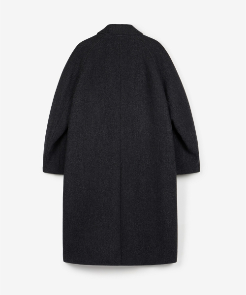 Virgin Wool Herringbone Balmacaan Coat (Dark Grey) TNCO6F100CG