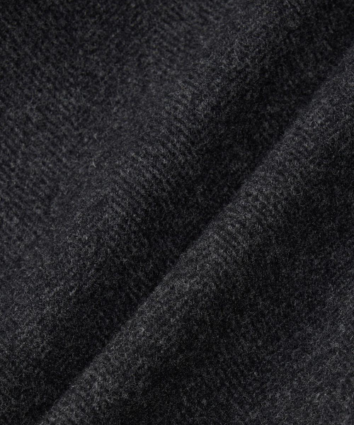 Virgin Wool Herringbone Balmacaan Coat (Dark Grey) TNCO6F100CG