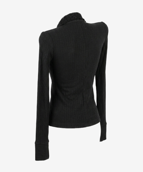 LILY LACE KNIT SHIRT [BLACK]