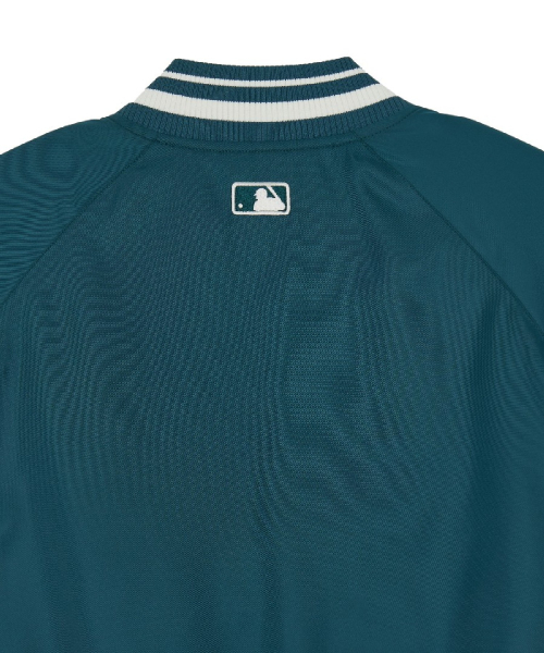 Nylon Blocking Cursive Varsity Jacket