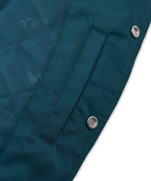 Nylon Blocking Cursive Varsity Jacket