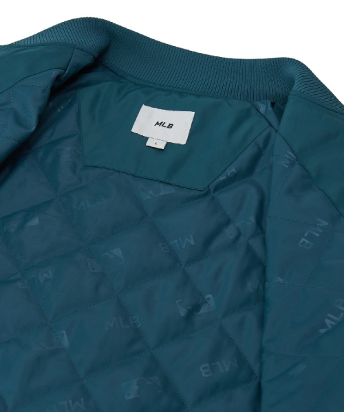 Nylon Blocking Cursive Varsity Jacket